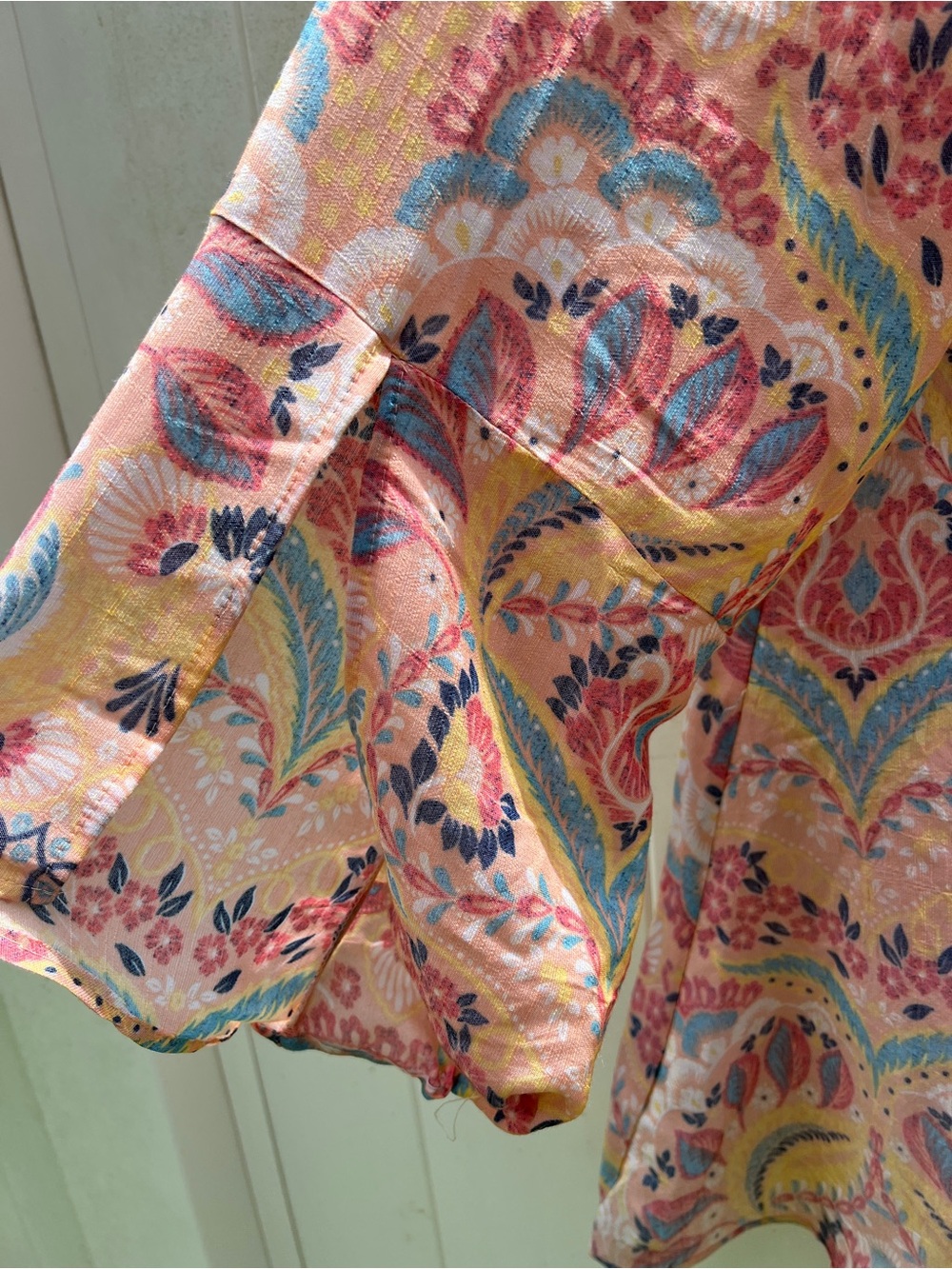Zac & Rachel Yellow Paisley Tunic with Coral Lace Detail - Picture 4 of 5